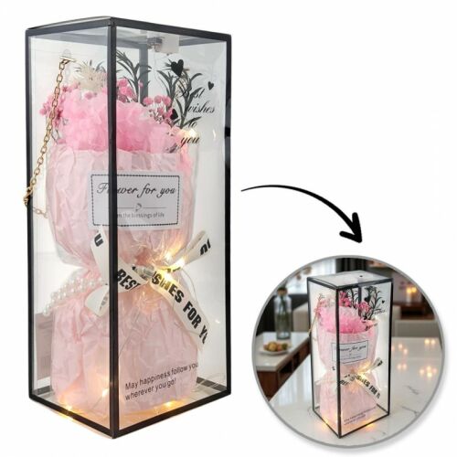 Illatos szappanvirágcsokor LED világítással BUK20 díszdobozban