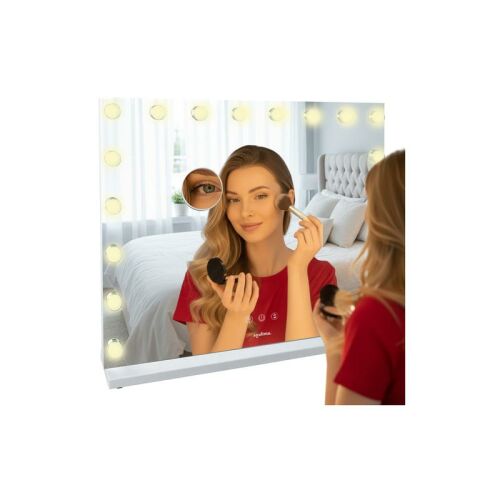 Kozmetikai tükör beépített LED világítással, 80x62 cm, állítható háttérvilágítással, Hollywood stílusú  146431997
