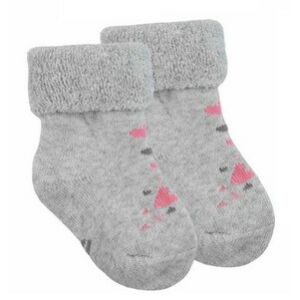 Yo! Baby frottír zokni 6-9 hó - szürke/rózsaszín szívecske