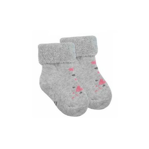 Yo! Baby frottír zokni 6-9 hó - szürke/rózsaszín szívecske 146438434