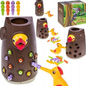 MÁGNESES JÁTÉK ETESD A MADARAT MONTESSORI HARKÁLY 12 GILISZTA AJÁNDÉK XXL