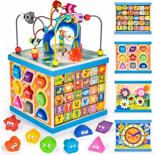 FA SZORTÍROZÓ NAGY OKTATÁSI KOCKA LABIRINTUSSAL FORMÁK ÁBÉCÉVEL 146440516