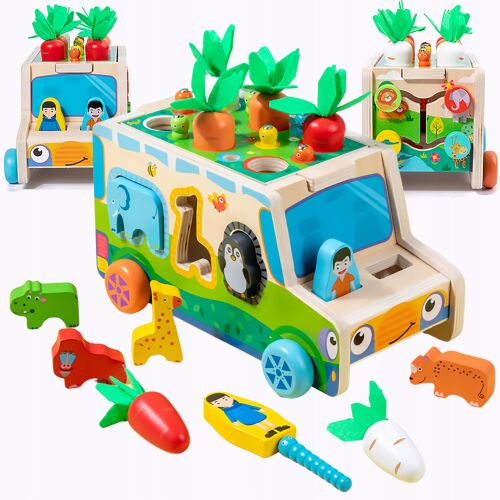 Fából készült tanulási autó SHAPE SORTER interleaved puzzle 146440585