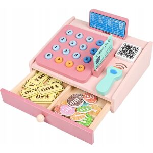 NAGY fából készült pénztárgép játék gyerekeknek SHOP SUPERMARKET