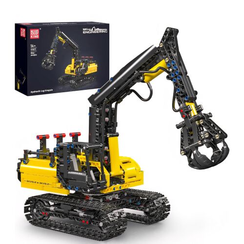 Багер с хидравличен дървограб, Mould King 17077 Technik – статичен модел за деца 14+ и възрастни