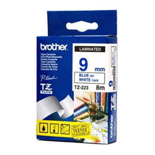 BROTHER P-Touch TZE-223 albastru pe alb 9 mm