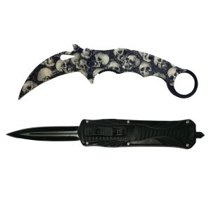 Zestaw dwóch noży myśliwskich DEPOX®, karambit i automatyczny, wielokolorowy 146452944 - Nóż myśliwski i survivalowy