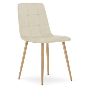 Krzesło KARA - jasny beż aksamit / nogi kolor drewna x 1 146453752 - Étkező szék
