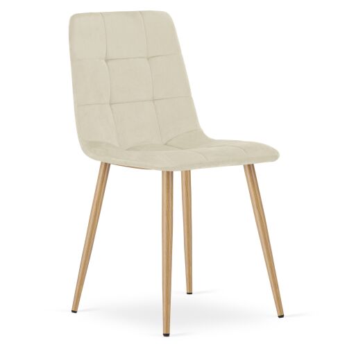 Krzesło KARA - jasny beż aksamit / nogi kolor drewna x 1 146453752