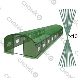 10×4 m alagút fóliasátor, 10 szegmens, UV4 PE fólia, acél váz 146472327 - Üvegház