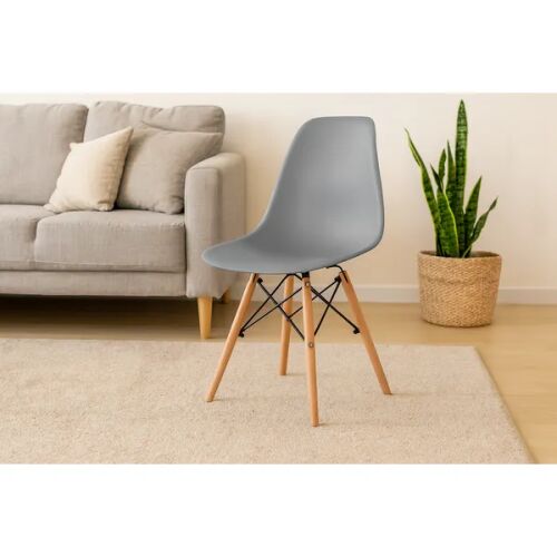 Modern szürke műanyag étkezőszék bükkfa lábakkal, 130 kg teherbírás 146472501