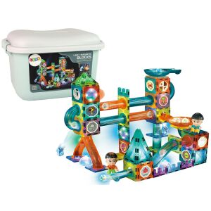 Világító csúszda labdákhoz mágneses blokkok dobozban 150 elem 146473627 - Mágneses építőjáték