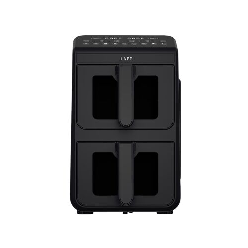LaFe DualFry, Air Fryer, 2460W, 2x5 liter, 40-200°C, 2 rekesz, Ablakos, Fekete, Forrólevegős sütő