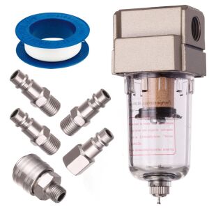 Kit filtru de aer, uscător, separator de apă cu fitinguri de 1/4", bandă de teflon 146491234 - TC Technic