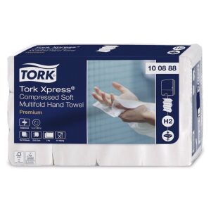 Kéztörlő TORK Xpress Kompresszált Soft Multifold H2 hajtogatású 2 rétegű fehér 170 lapos 146493813 - Tork