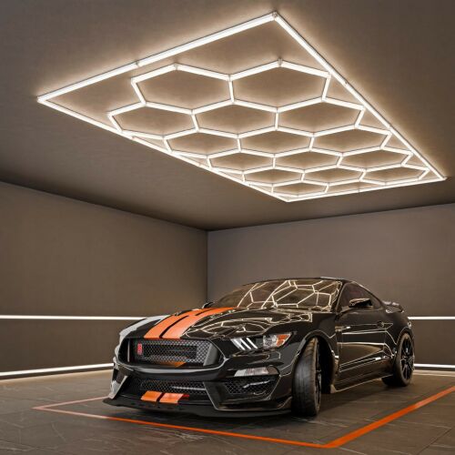 Hexagon LED hatszögletű lámpa mennyezeti panel világítás garázsműhelyhez 484 x 243 cm 146518934