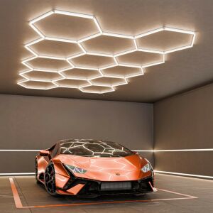 Hexagon LED lámpa hatszögletű méhsejt mennyezeti panel világítás garázsműhelyhez 522 x 298 cm 146518941 - Mennyezeti lámpa