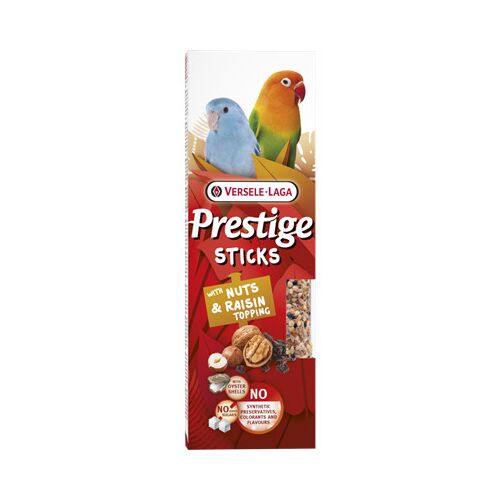 Versele Laga Prestige Sticks Dupla Rúd (mogyoró, dió, mazsola) | Kiegészítő eledel kispapagájok számára – (2 db) 60 g 146519424
