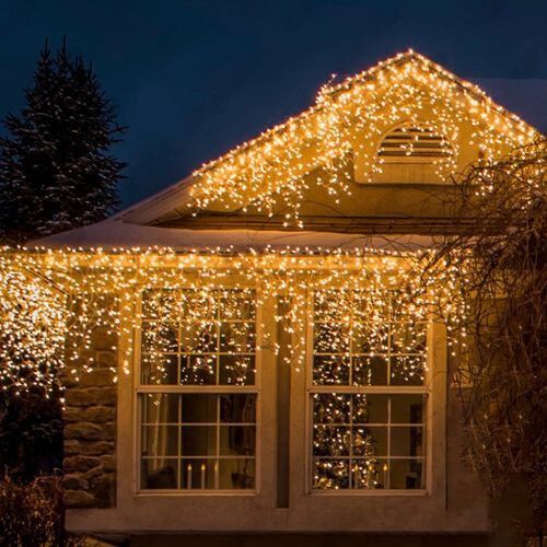 Karácsonyi 200 Led jégcsap függöny, 200db meleg fehér világító Led+1db hideg fehér ami felvillan! IP44 kültérre is, időzítő, vezérlő. Life Light Led.