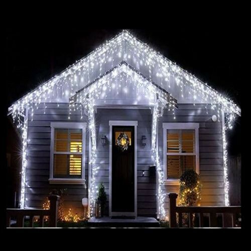 Karácsonyi 200 Led jégcsap függöny, 200db hideg fehér világító Led+1db meleg fehér ami felvillan! IP44 kültérre is, időzítő, vezérlő. Life Light Led. 146519551