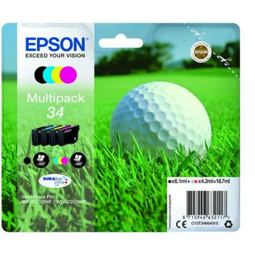 T34664010 Tintapatron multipack, WorkForce WF-3720DWF nyomtatóhoz, EPSON, b+c+m+y, 18,7 ml 146519607