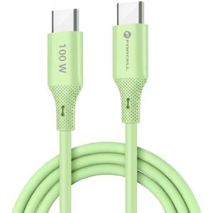 USB Type-C töltő- és adatkábel, USB Type-C, 100 cm, 5000 mA, 100W, törésgátlóval, gyorstöltés, PD, QC 4.0, Forcell F-Energy C347, zöld 146520442 - USB kábel
