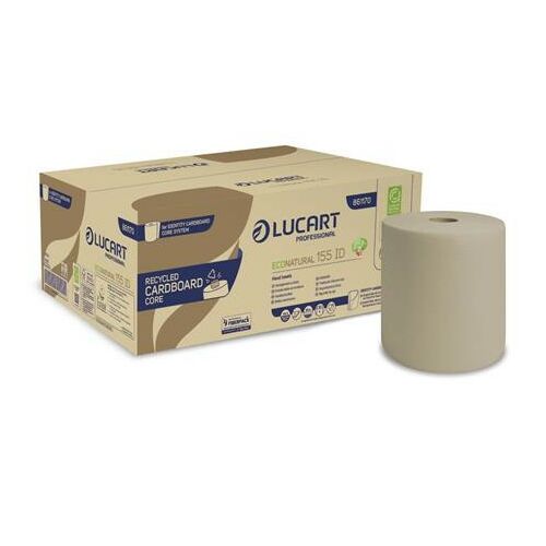 Kéztörlő, tekercses, 2 rétegű, LUCART, "EcoNatural 155 ID", havanna barna
