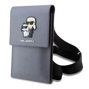 KARL LAGERFELD SAFFIANO KARL & CHOUPETTE kézitáska álló univerzális, vállpánt, EZÜST 146524216 - Öltözködés kiegészítő