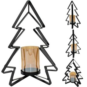 Fém Gyertyatartó 31,5 Cm Karácsonyfa Csillámmal 146525870 - Edelman