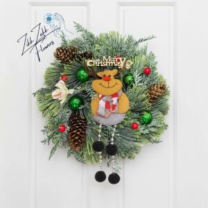 Karácsonyi Ajtódísz – Rénszarvas Figurával