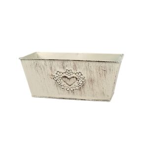 szögletes szívmintás cink tál krém 23,5x13x10cm 146529536 - Kaspó