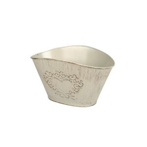 ovális szívmintás cink tál antikolt krém 21x14,5x10,5/12cm 146529555 - Kaspó