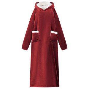 vidaXL Hanorac pătură Roșu Bordeaux xl Fleece și Flanel 146537683 - Pături