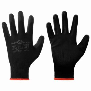 vidaXL Manusi pentru Muncă 12 pcs Negru 7 / S Poliester 146543134 - Mănuși de lucru