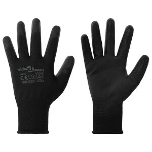vidaXL Manusi pentru Muncă 12 pcs Negru 10 / xl Poliester 146543162 - Mănuși de lucru