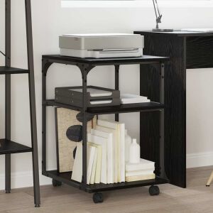 vidaXL Nyomtatóállvány Fekete tölgy 43 x 48 x 64 cm Faanyag 146546669 - Irodai szekrény