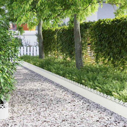 vidaXL Gyepszegélyek 20 pcs Fehér 103 x 0,05 x 22 cm Acél