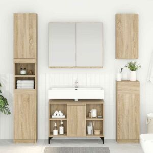 vidaXL Dulap de chiuvetă cu raft cu ușă Stejar Sonoma 80 x 33 x 60 cm 146552955 - Dulap de baie și Capace de toaleta/WC