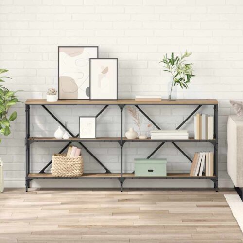 vidaXL Konzolasztal polcokkal Artisan tölgy 160 x 30 x 75 cm Faanyag 146553040