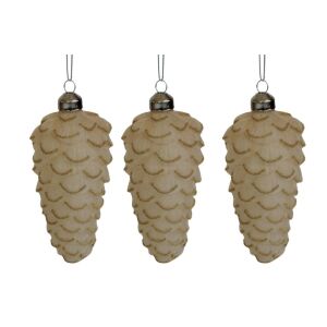 Krém üveg fenyőtobozok 3db 12cm