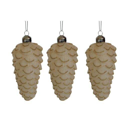 Krém üveg fenyőtobozok 3db 12cm 146557781