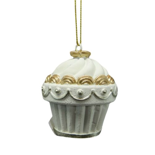 Fehér arany karácsonyi muffin dísz 5cm 146557784