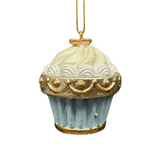 Arany kék karácsonyi muffin dísz 5cm 146557809