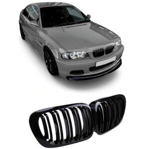 Podwójne kratki wlotu powietrza do BMW serii 3 E46 Coupe/Cabrio 1999-2003, połyskliwa czerń