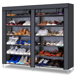 Dvostruki mobilni tekstilni ormarić za cipele, s 12 polica, 120 x 110 x 30 cm, sivi, RT 146558981 - Ormarić za cipele