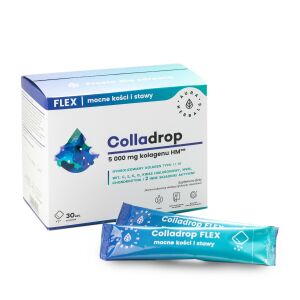 AURA HERBALS Colladrop Flex Hydrolizowany Kolagen morski 5000 mg typu I i III - mocne kości i stawy (30 saszetek) 146560588 - Żywność i napoje