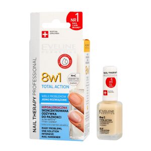 Eveline Nail Therapy Lakier odżywka do paznokci 8w1 Total Action 12ml 146560709 - Lakier do paznokci