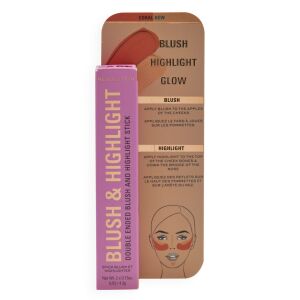 Makeup Revolution Blush & Highlight Stick Róż i Rozświetlacz w sztyfcie - Coral Dew 4.3g