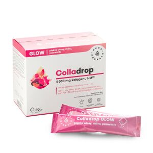 AURA HERBALS Colladrop Glow Hydrolizowany Kolagen morski 5000 mg typu I i III - piękne włosy,skóra i paznokcie (30 saszetek) 146562151 - Żywność i napoje