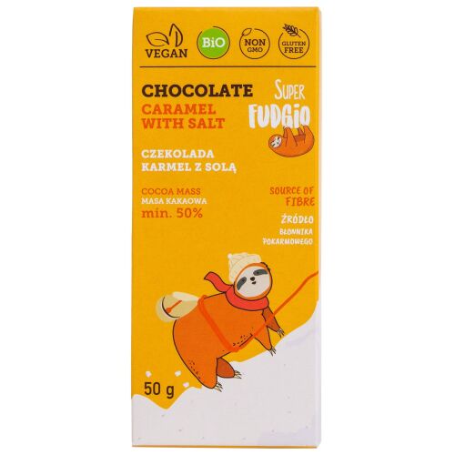 Bio sós karamellás csoki, 50 g, Super Fudgio